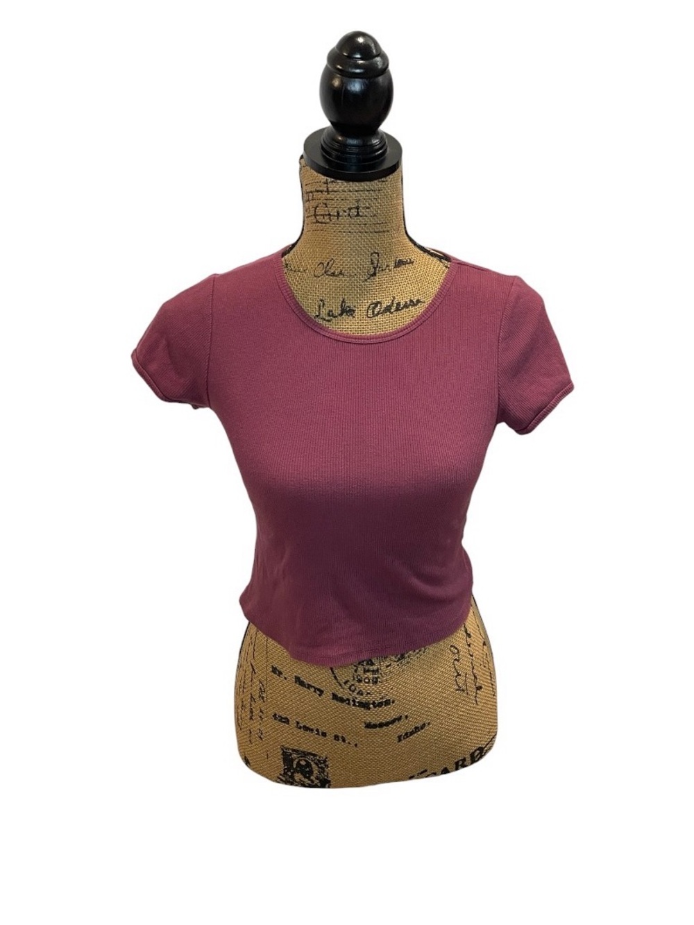 Short Sleeve Ribbed Crop Top - Mauve